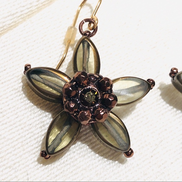 kate spade Jewelry - Kate Spade Green & Rose Gold Tone Flower Earrings